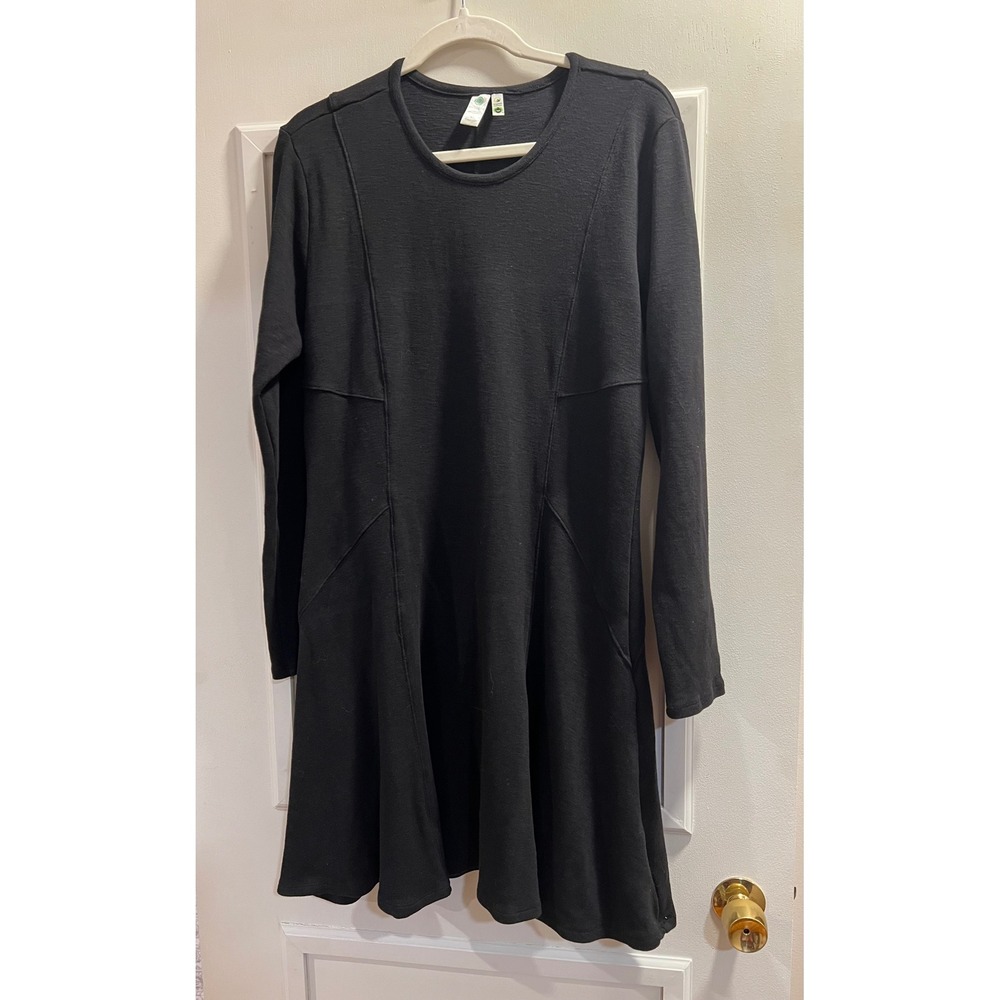 Aventura Womens Organic Cotton Long Sleeve Fit & Flare Dress Black Large